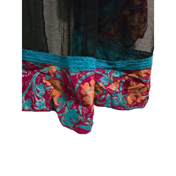 Maria B Black Mesh Embroidered Cotton Duster Size S With Floral Accents BOHO - Picture 5 of 6